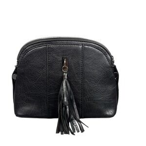 Sam & Hadley clutch Bag Womens Black Faux Leather Tassel Purse Handbag Set